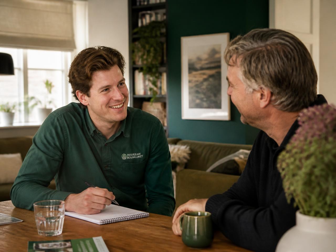 Adviseur van VvE Held in gesprek met een huiseigenaar